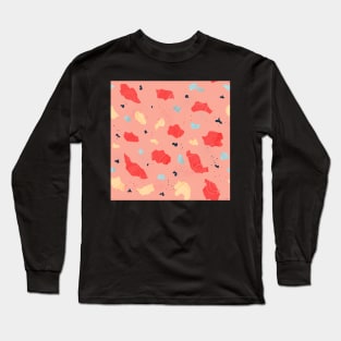 Soft Blobs Bright Terrazzo Abstract Shapes Long Sleeve T-Shirt